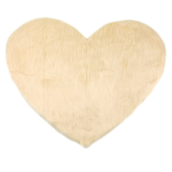 Unique Bargains Heart Shape Soft Absorbent Bath Rugs Beige 12" x 16"