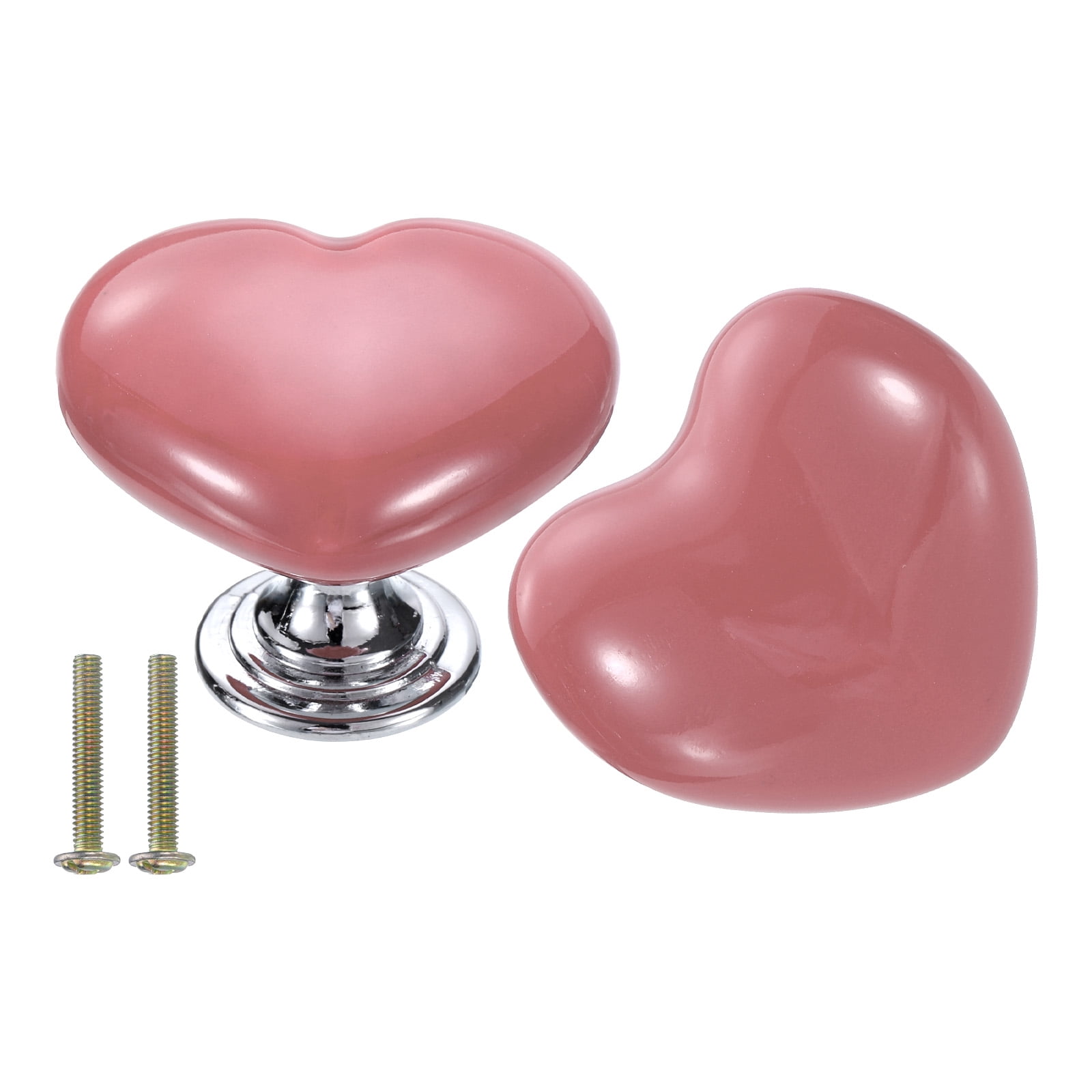 Unique Bargains Heart-Shaped Ceramic Drawer Knobs for Furniture Pink