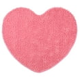 thumbnail image 1 of Unique Bargains Heart Shaped Chenille Bath Rugs Soft Shaggy Bath Mat Pink 28" x 32", 1 of 7