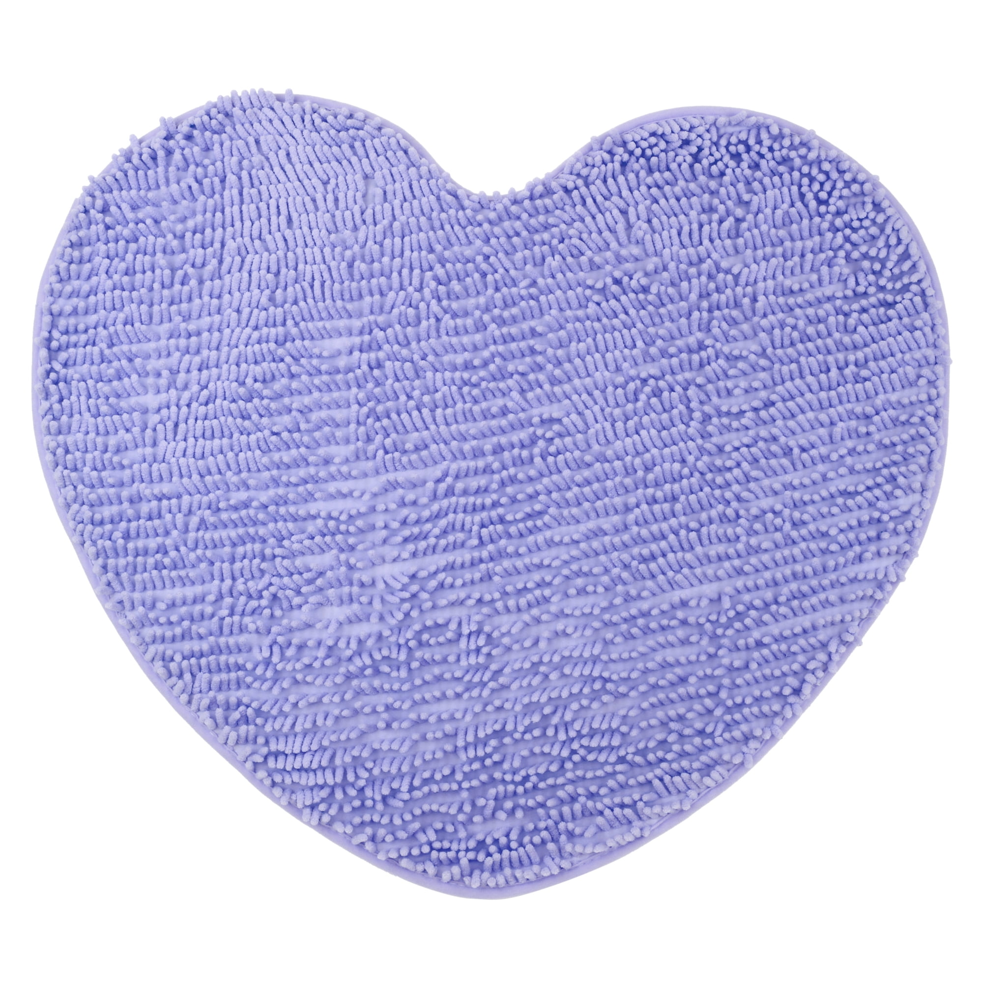 Unique Bargains Heart Shaped Chenille Bath Rugs Soft Shaggy Bath Mat Purple 28" x 32"