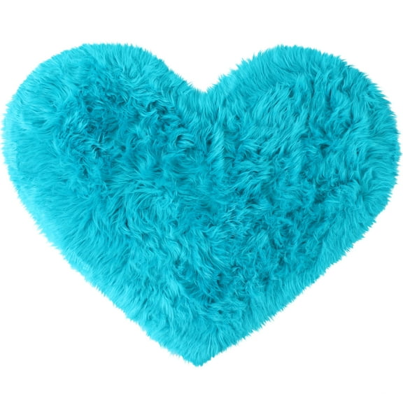 Unique Bargains Heart Shaped Faux Fur Shag Area Rug 2.3Ft x 3Ft Blue