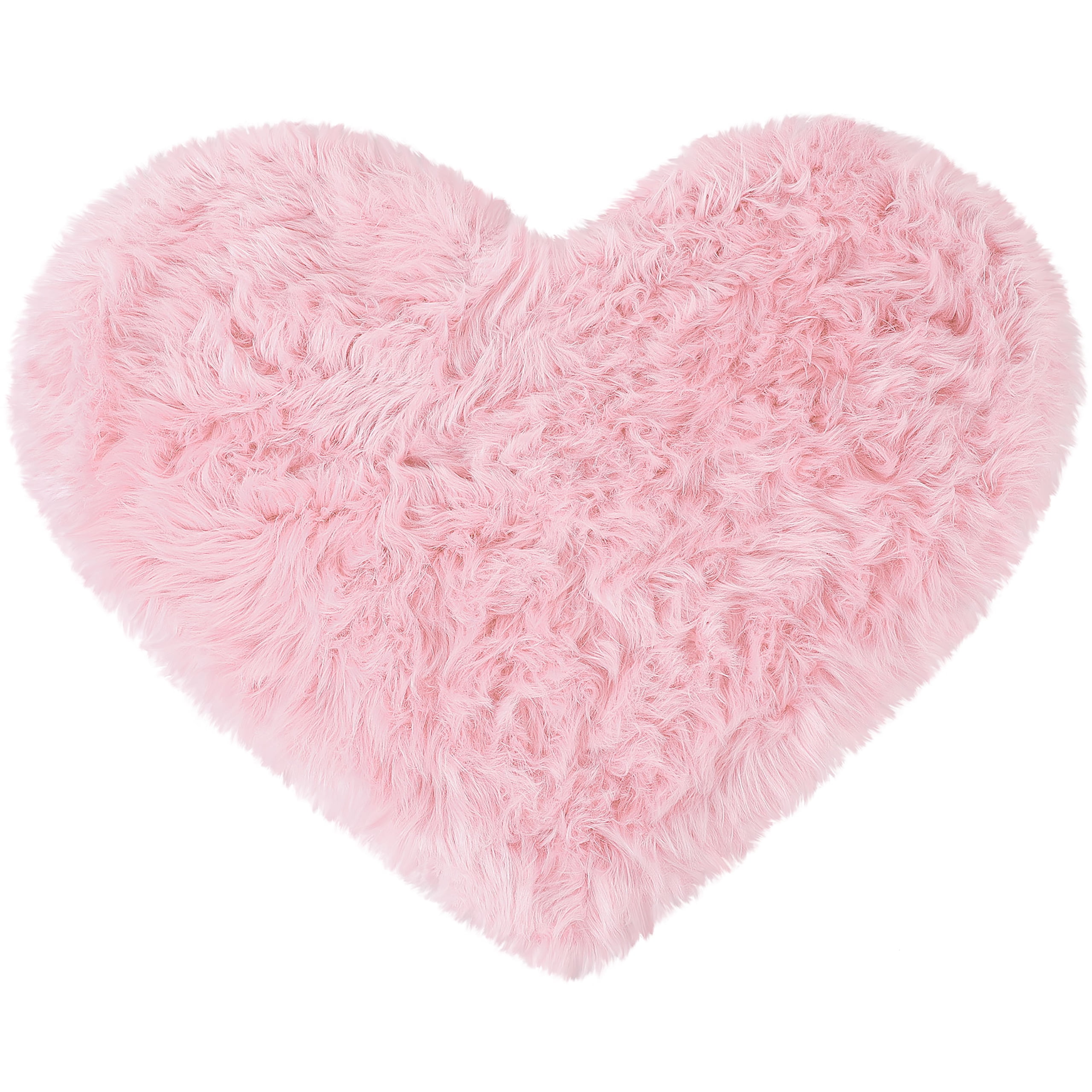 Unique Bargains Heart Shaped Faux Fur Shag Area Rug 2.3Ft x 3Ft Light Pink