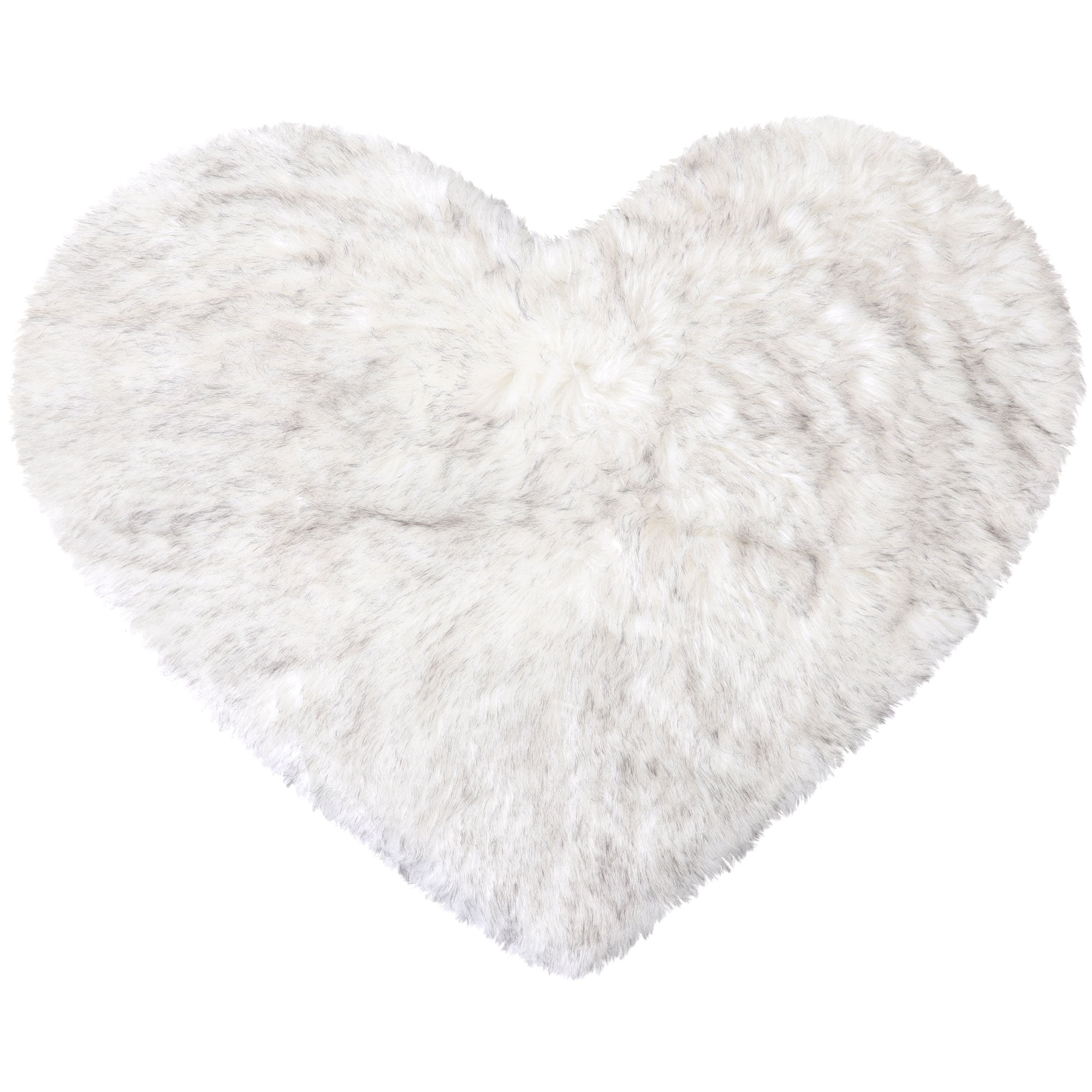 Unique Bargains Heart Shaped Faux Fur Shag Area Rug 2.3Ft x 3Ft White+Black