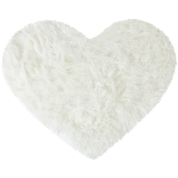 Unique Bargains Heart Shaped Faux Fur Shag Area Rug 2.3Ft x 3Ft White