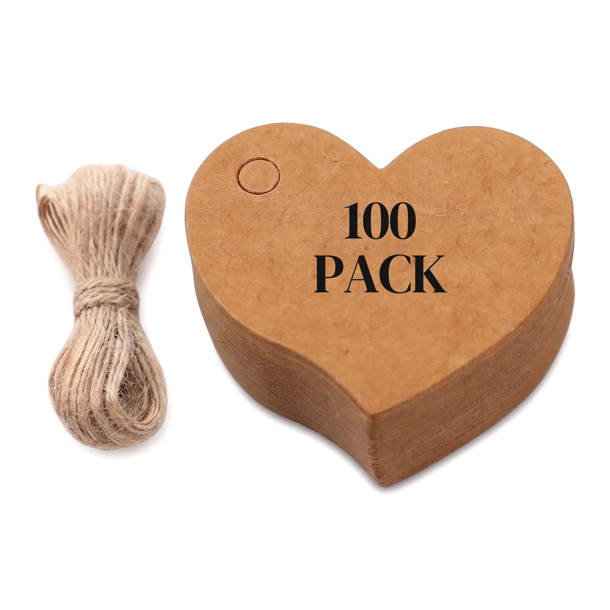 Unique Bargains Heart Shaped Gift Tags with Natural Twine for Weddings 1.8" x 1.6" Brown