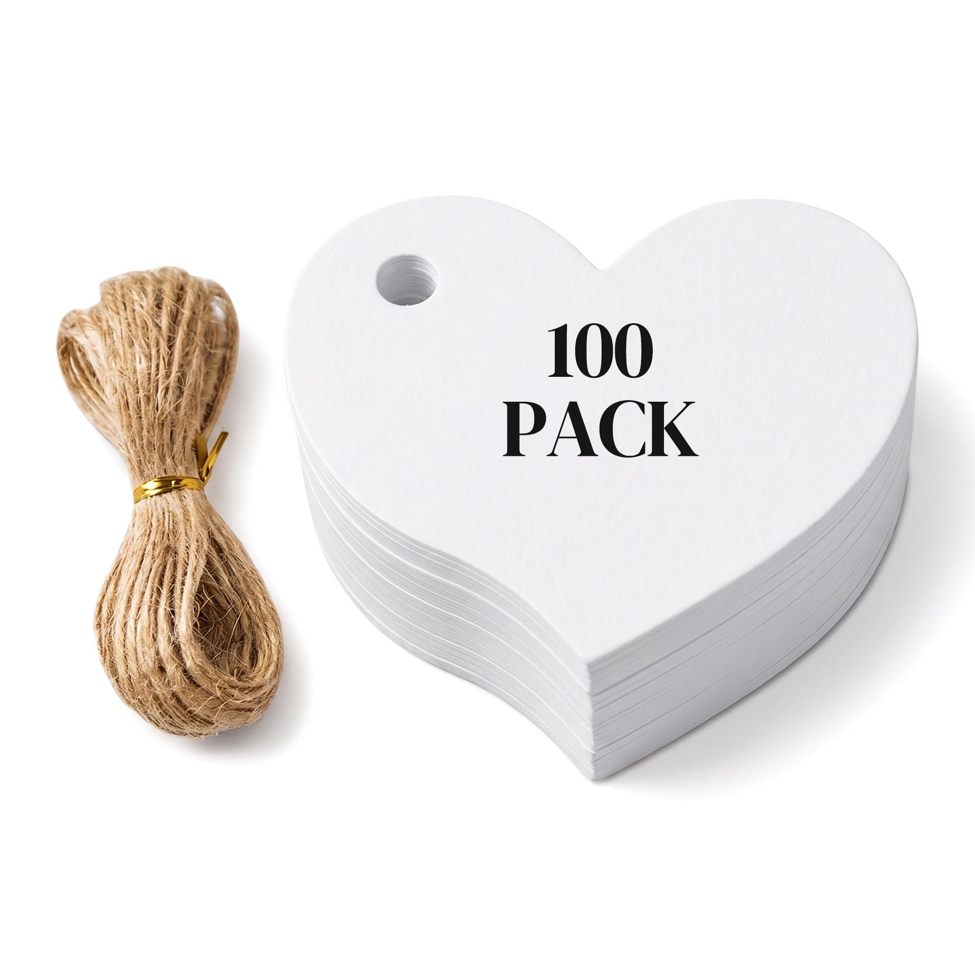 Unique Bargains Heart Shaped Gift Tags with Natural Twine for Weddings 1.8" x 1.6" White
