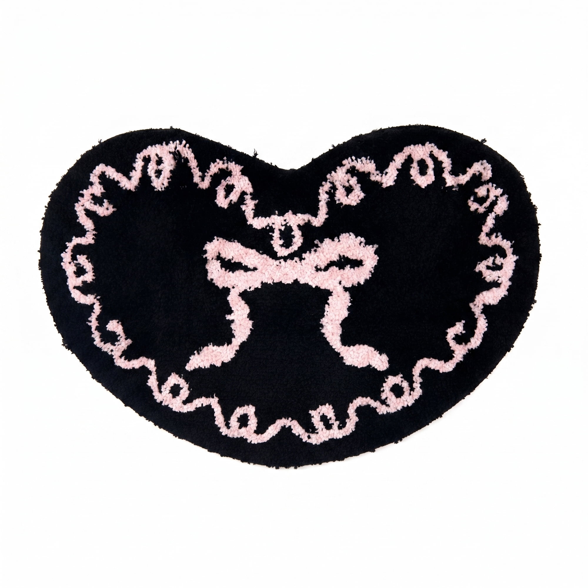 Unique Bargains Heart Shaped Shaggy Faux Fur Area Rug Non Slip Soft Plush 24" x 16" Black