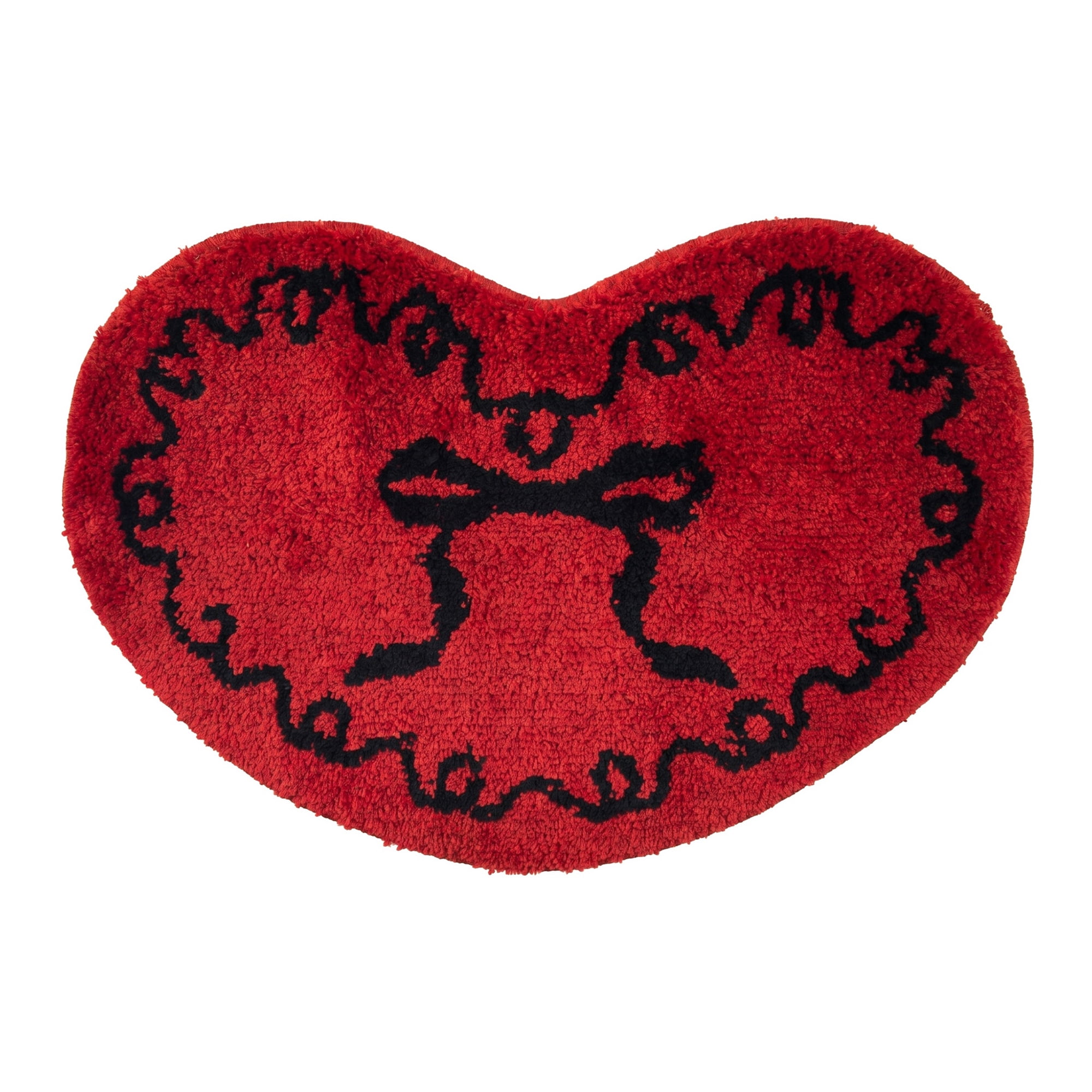 Unique Bargains Heart Shaped Shaggy Faux Fur Area Rug Non Slip Soft Plush 24" x 16" Red