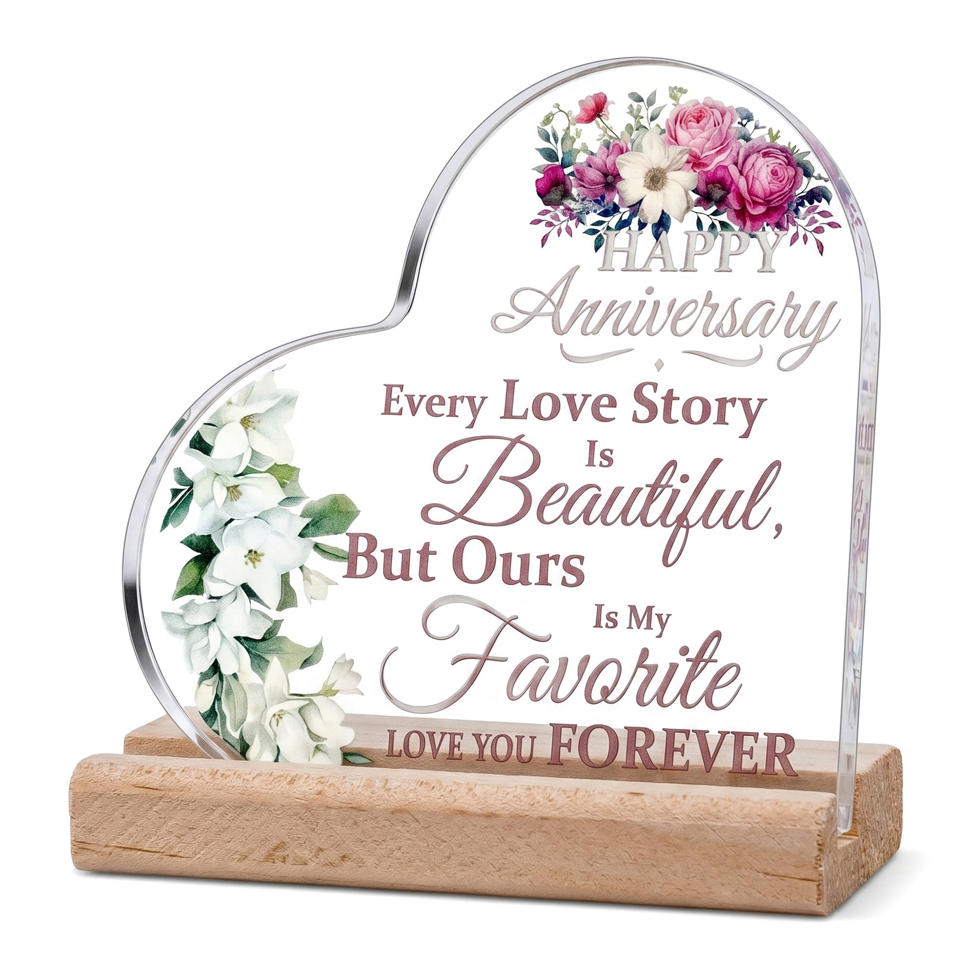 Unique Bargains Heart Wooden Sign  Square Tabletop Decor with Wooden Base  ["Style A"]