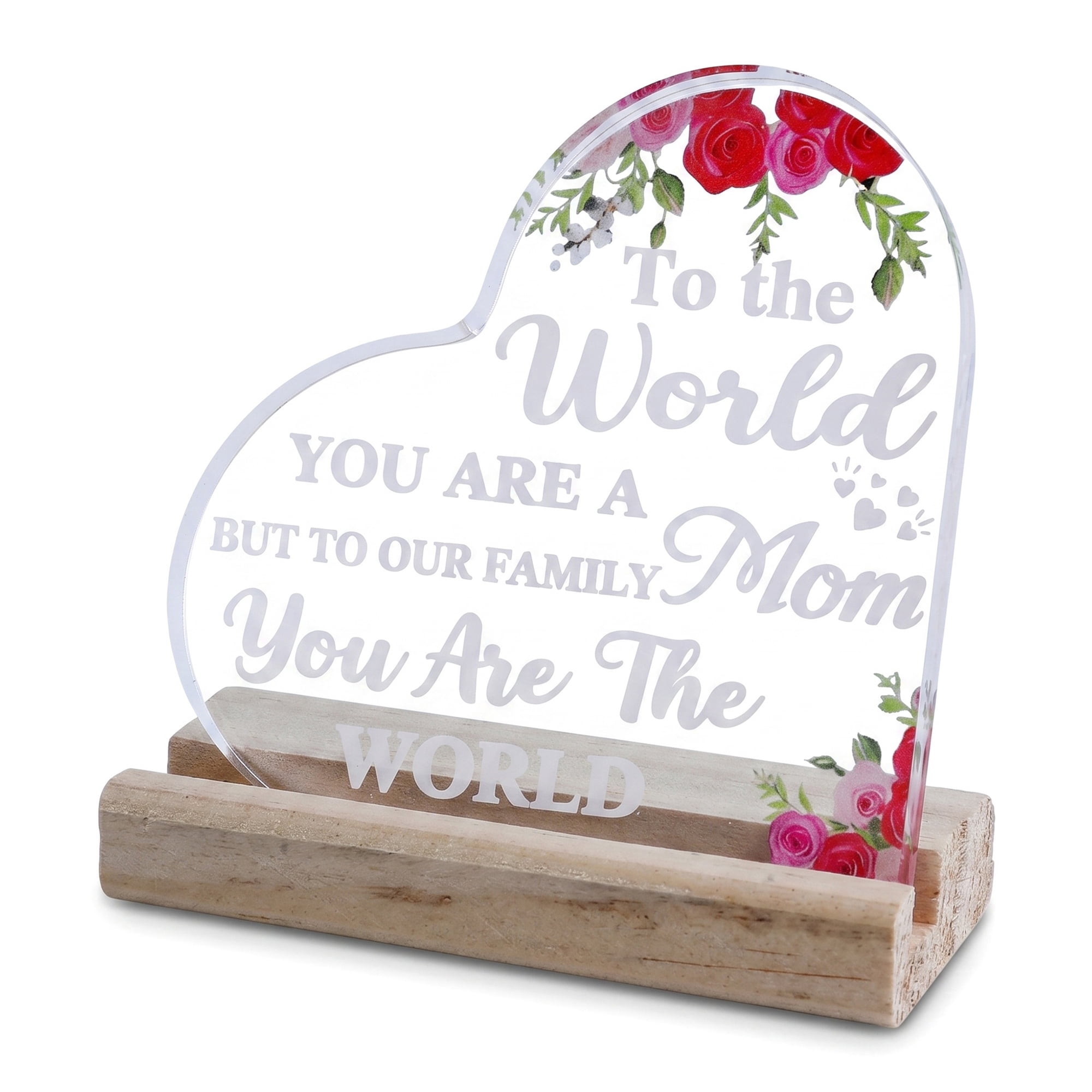 Unique Bargains Heart Wooden Sign  Square Tabletop Decor with Wooden Base  ["Style J"]