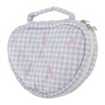 thumbnail image 1 of Unique Bargains Heart-shaped Bow & Checkered Pattern Makeup Bag for Travel Purple Polyester, 1 of 6
