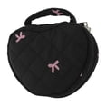 thumbnail image 1 of Unique Bargains Heart-shaped Embroidered Bow Makeup Bag for Travel Black Polyester, 1 of 6