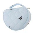 thumbnail image 1 of Unique Bargains Heart-shaped Embroidered Bow Makeup Bag for Travel Blue Polyester, 1 of 6
