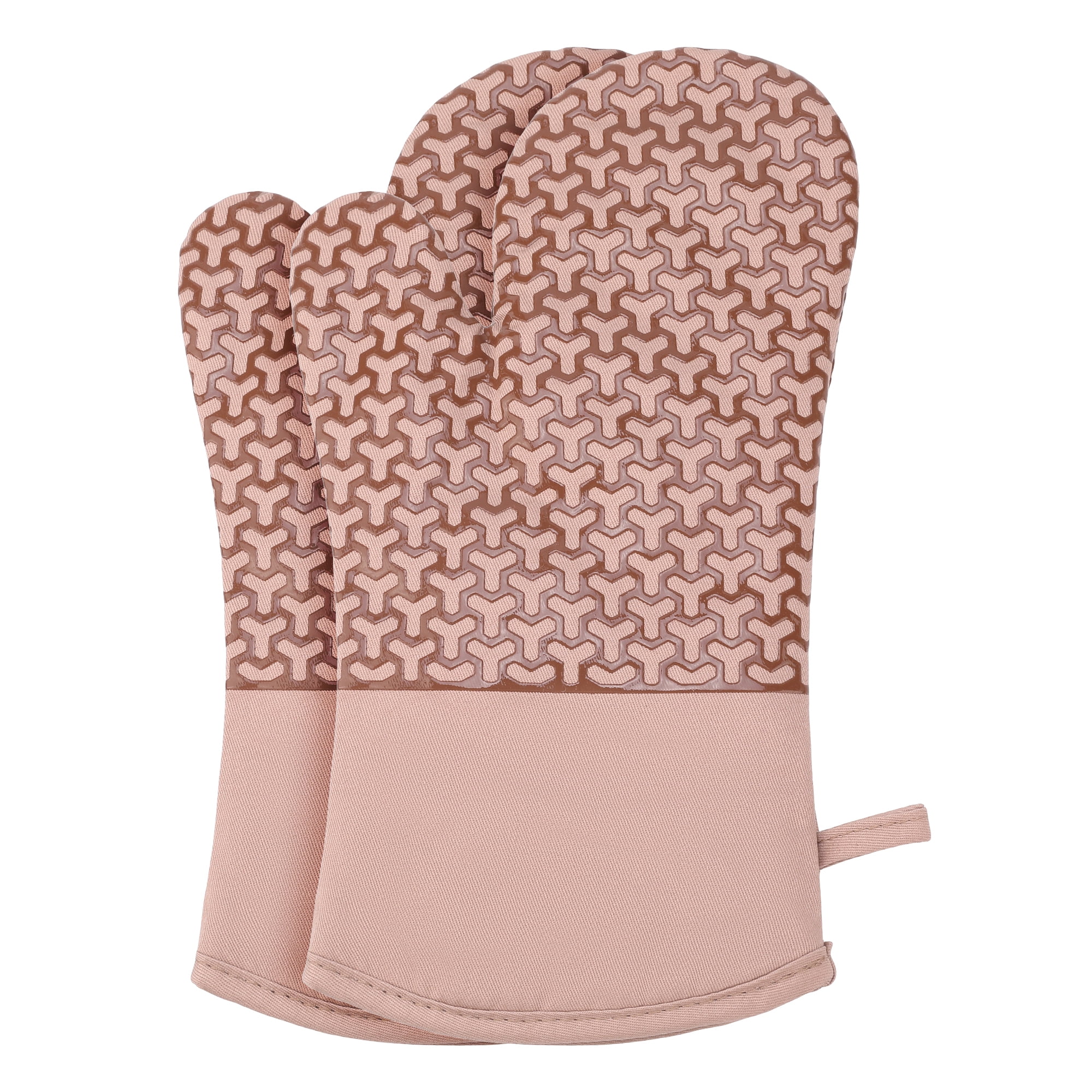 Unique Bargains Heat Resistant Cooking Gloves Flexible Gripping Khaki 12.8x7.5inch