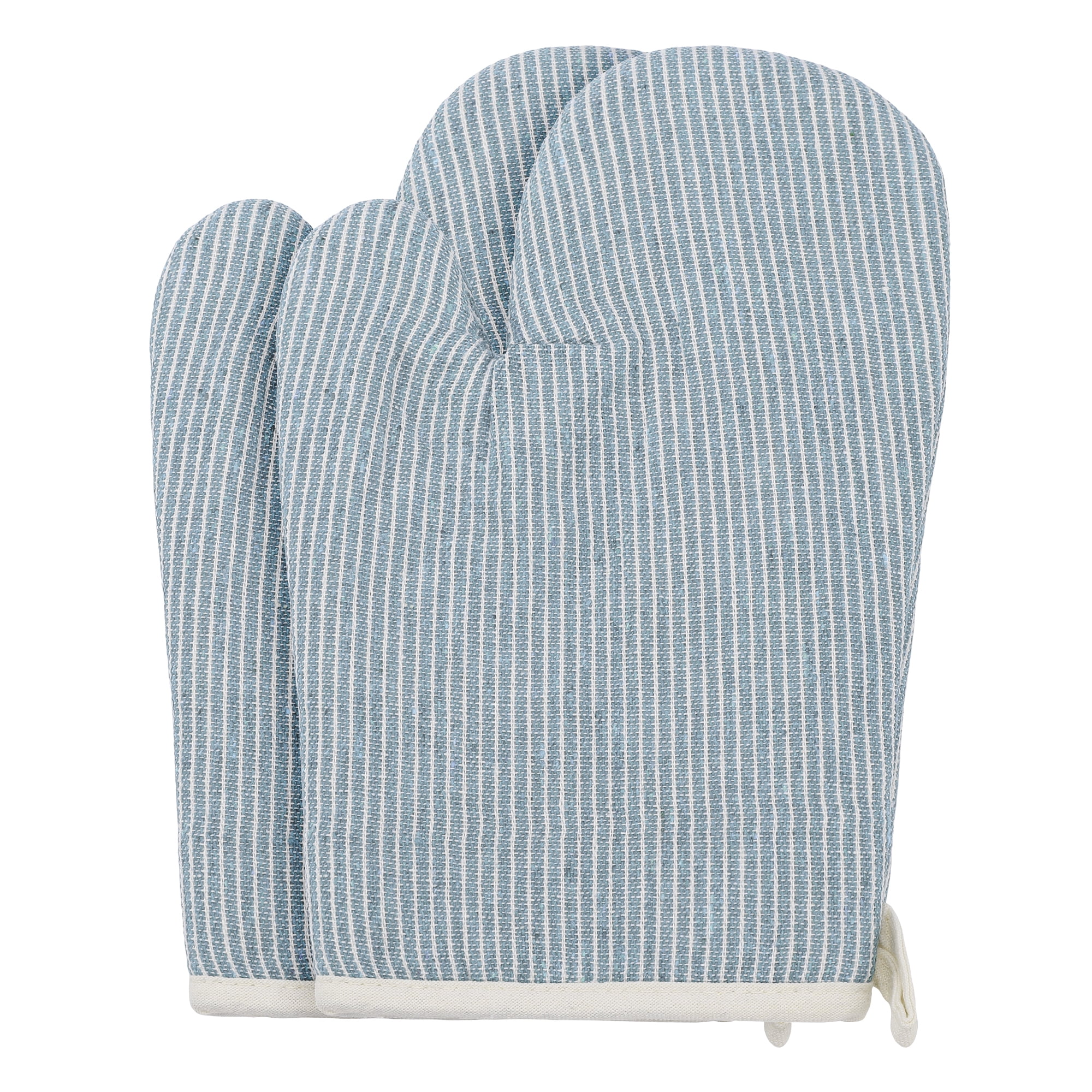 Unique Bargains Heat-Resistant Cooking Gloves Thick Cotton Lining Light Blue 10.2x7.5inch