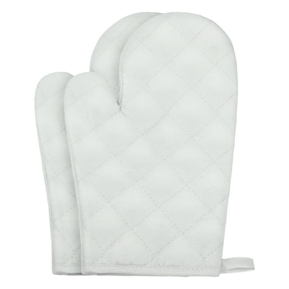 Unique Bargains Heat Resistant Cooking Gloves Thick Cotton Lining Silver 10.6x6.7inch