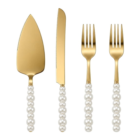 Unique Bargains Heat-Resistant Cooking Utensils Home Spatula Set Gold 4Pcs
