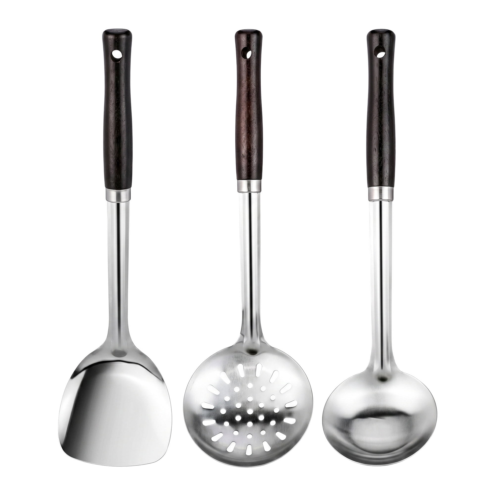 Unique Bargains Heat Resistant Cooking Utensils Kitchen Spatula Set Silver 3Pcs