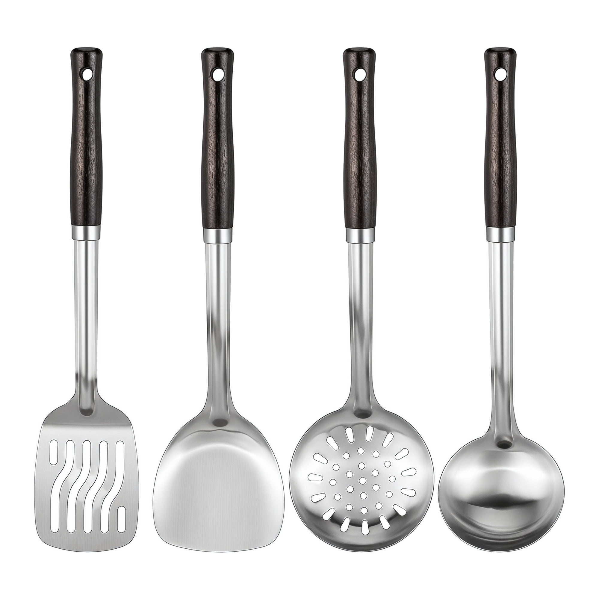 Unique Bargains Heat Resistant Cooking Utensils Kitchen Spatula Set Silver 4Pcs