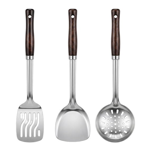 Unique Bargains Heat Resistant Cooking Utensils Kitchen Spatula Set Skimmer 3Pcs