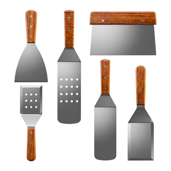 Unique Bargains Heat-Resistant Dishwasher Safe Kitchen Spatula Set Silver 6Pcs