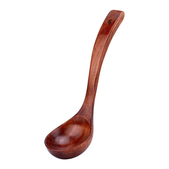 Unique Bargains Heat Resistant Kitchen Utensil Wooden Cooking Soup Spoon D 9.6"x3"