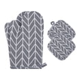 thumbnail image 1 of Unique Bargains Heat Resistant Oven Mitts and Pot Holders Sets 4 Pcs Gray 10.6x6.7 Inch, 1 of 7