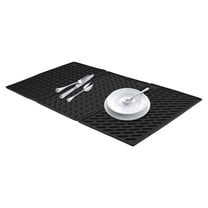 Unique Bargains Heat Resistant Silicone Fits Under Dish Rack Dish Drying Mat Black