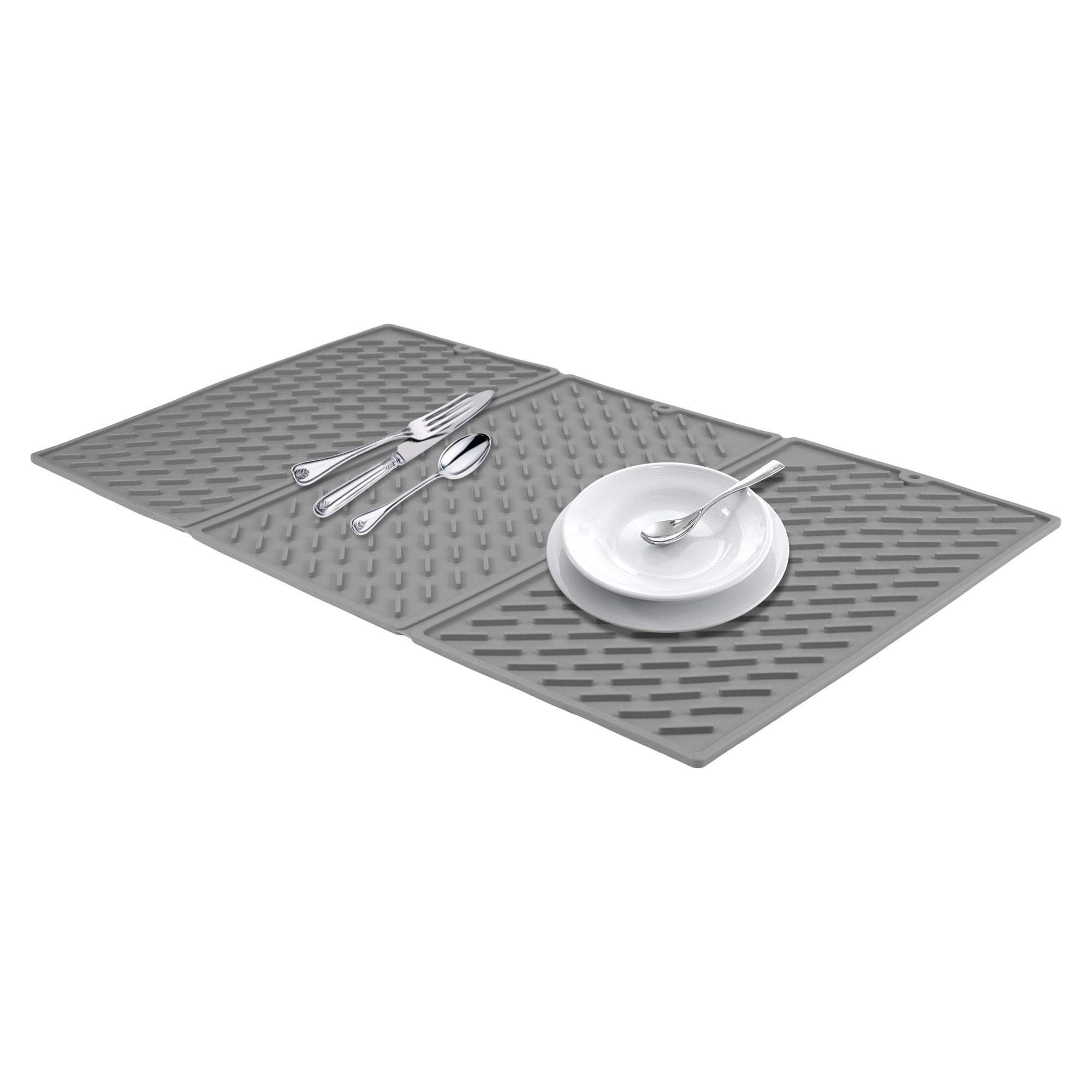 Unique Bargains Heat Resistant Silicone Fits Under Dish Rack Dish Drying Mat Gray