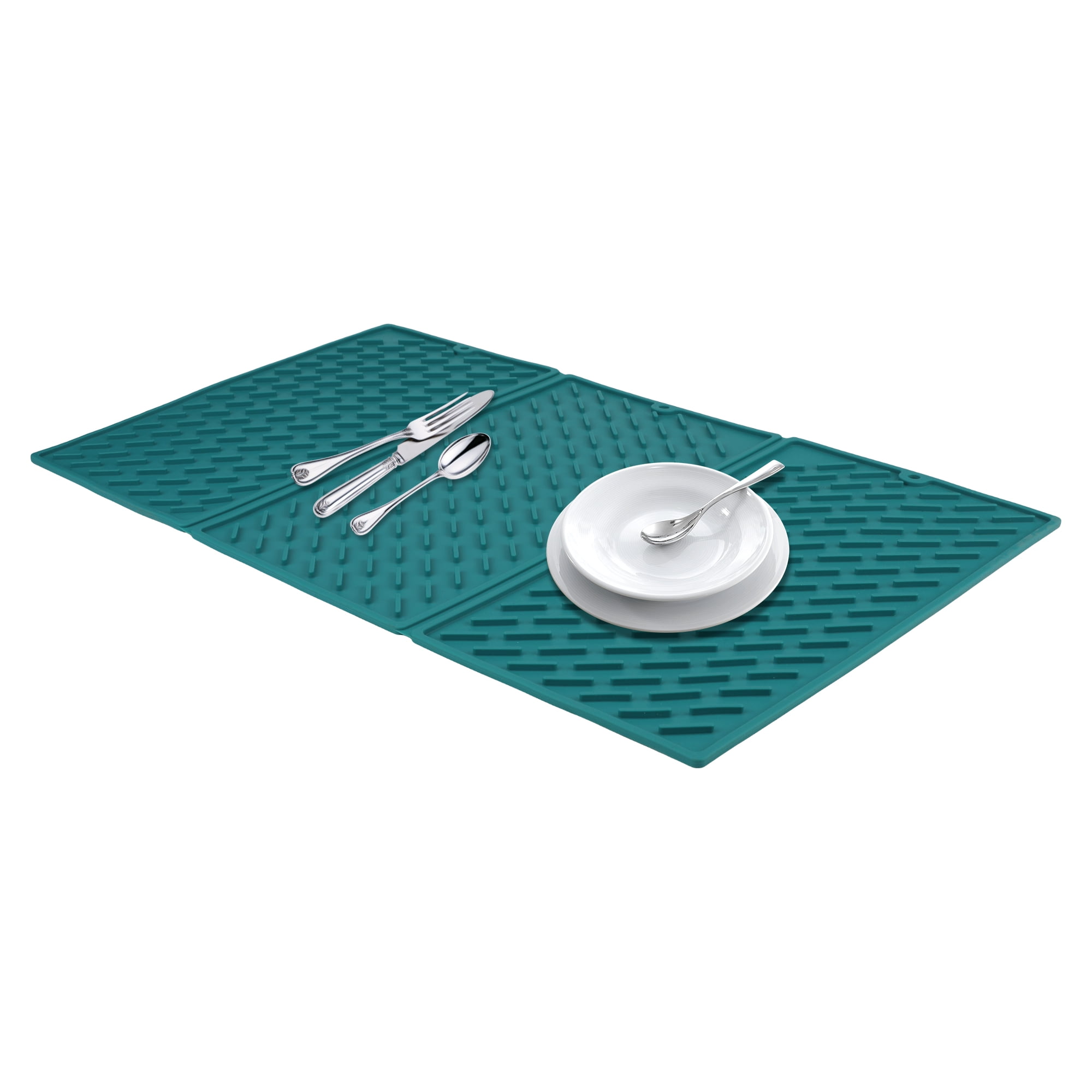 Unique Bargains Heat Resistant Silicone Fits Under Dish Rack Dish Drying Mat Green