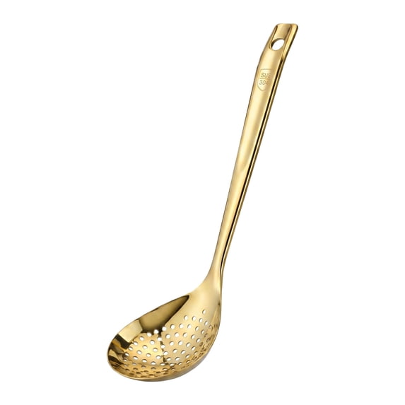 Unique Bargains Heat Resistant Spoon for Non Stick Cookware Slotted spoon-Gold 12.5"x3.1"