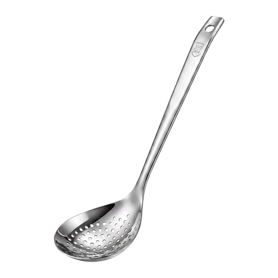 Unique Bargains Heat Resistant Spoon for Non Stick Cookware Slotted spoon-Silver 12.5"x3.1