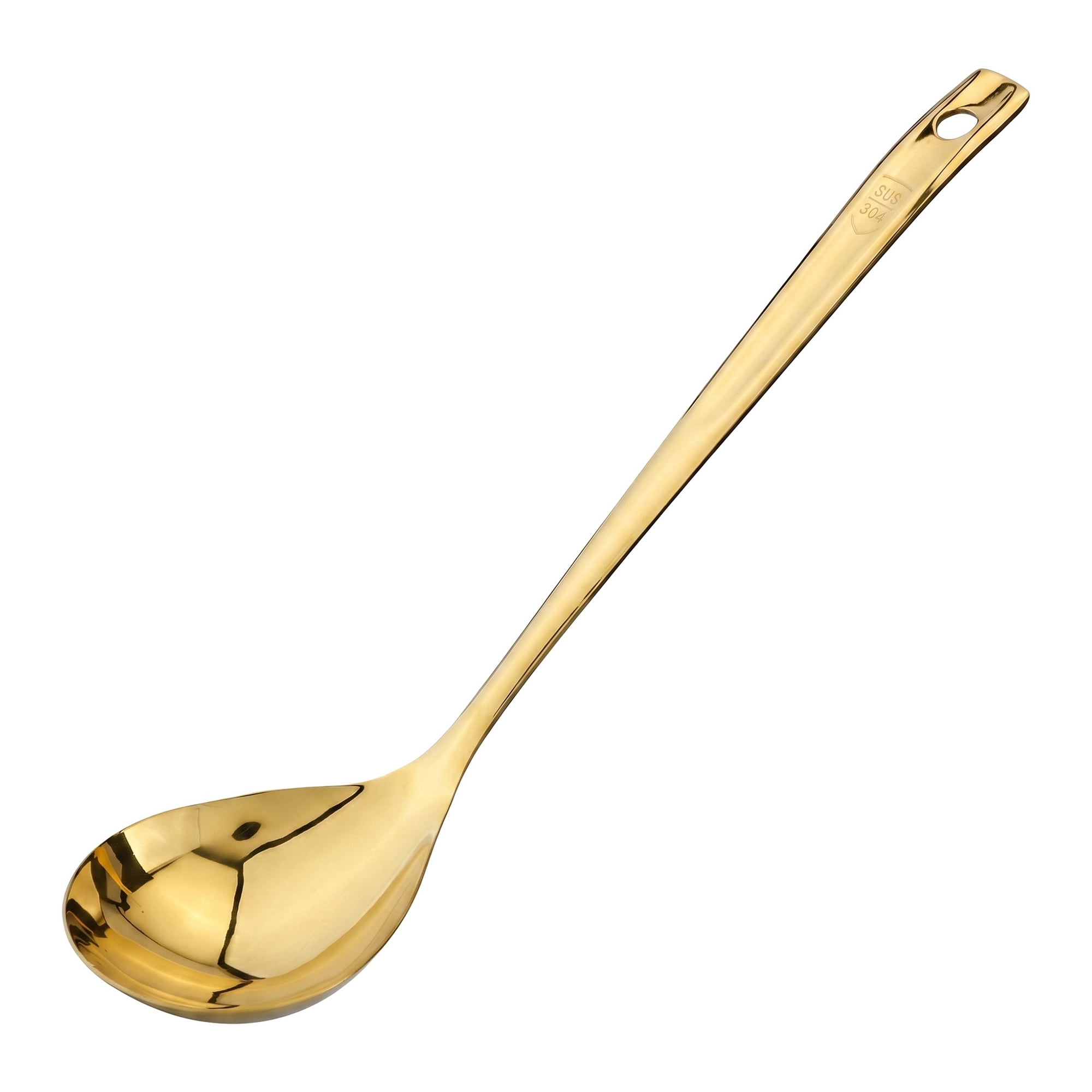 Unique Bargains Heat Resistant Spoon for Non Stick Cookware Soup spoon-Gold 12.5"x3.1"