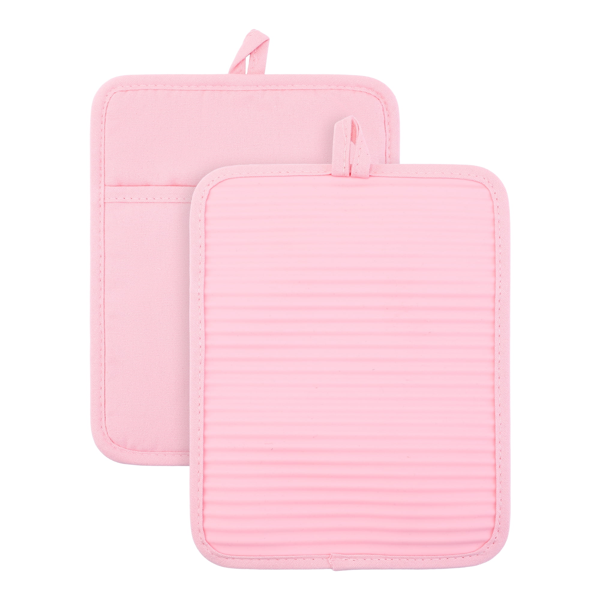 Unique Bargains Heat Resistant Trivets Non-Slip Hot Pads Pink 9.1"x 7.1"