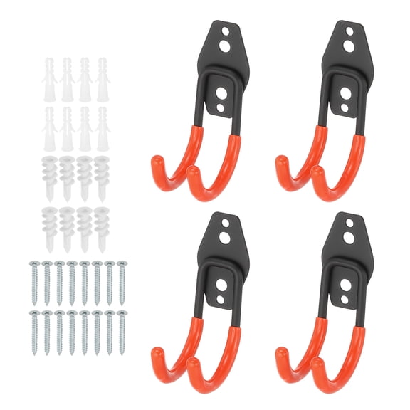 Unique Bargains Heavy Duty Garage Storage Hooks Wall Mount Hanger 1.57"x2.68"x4.53" Red