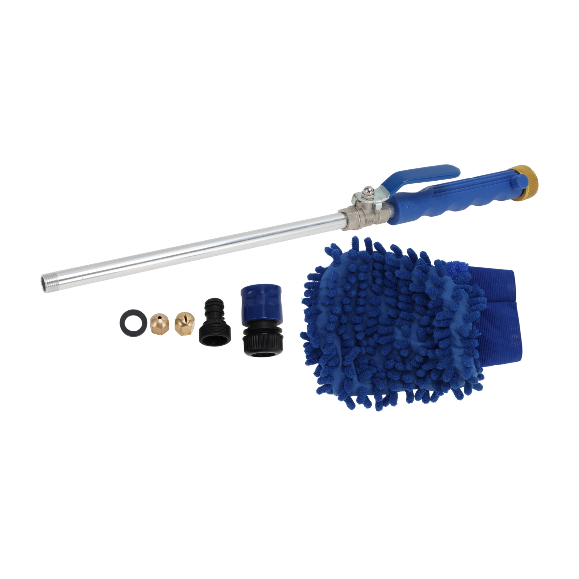 Unique Bargains Heavy Duty Water Hose Nozzle High Pressure Car Garden Hose Nozzle Adjustable Hand Sprayer for Gardening Vehicle Aluminum Alloy Copper TPR Blue 1 Set