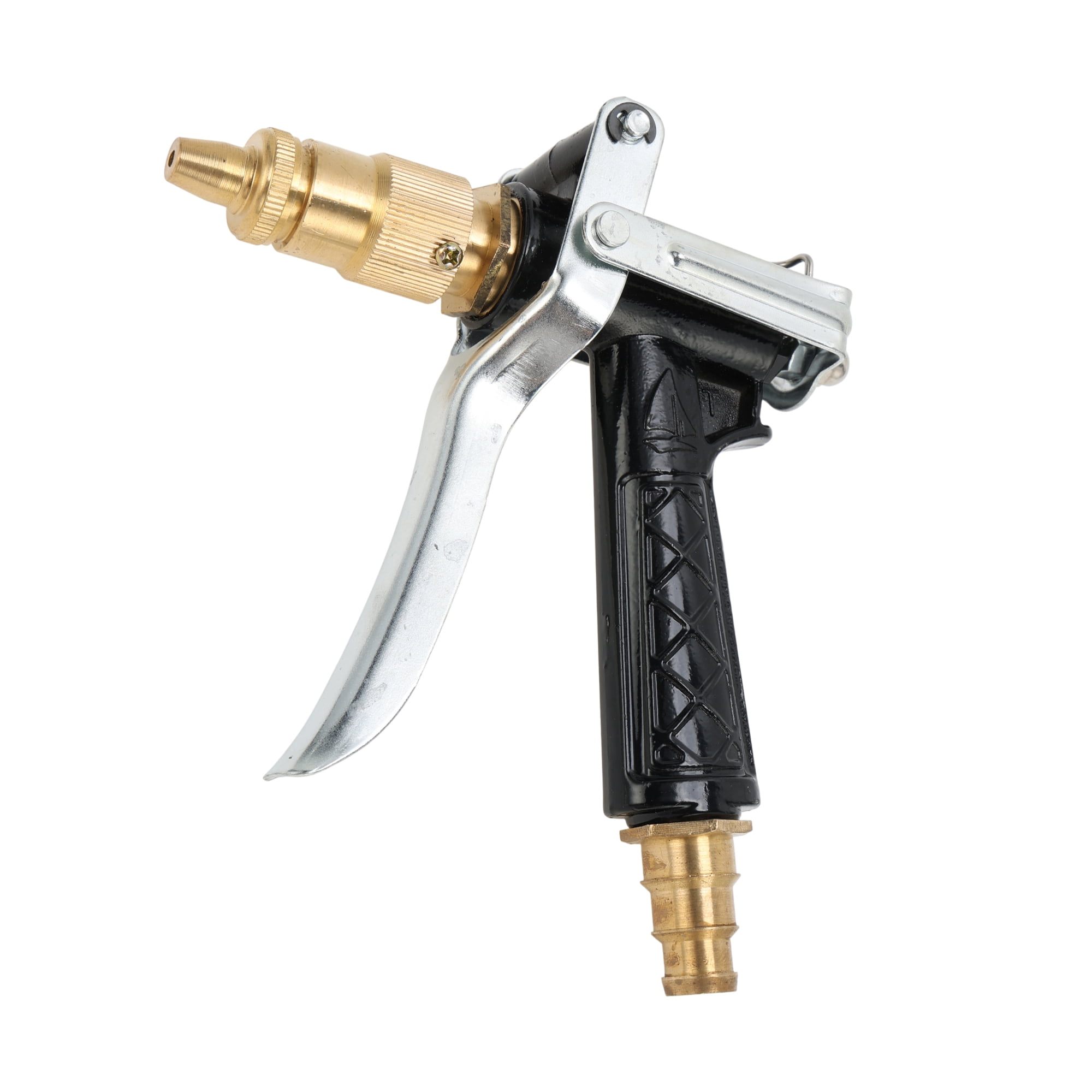 Unique Bargains Heavy Duty Water Hose Nozzle High Pressure Car Garden Hose Nozzle Adjustable Hand Sprayer for Gardening Vehicle Iron Copper Black 1 Pc