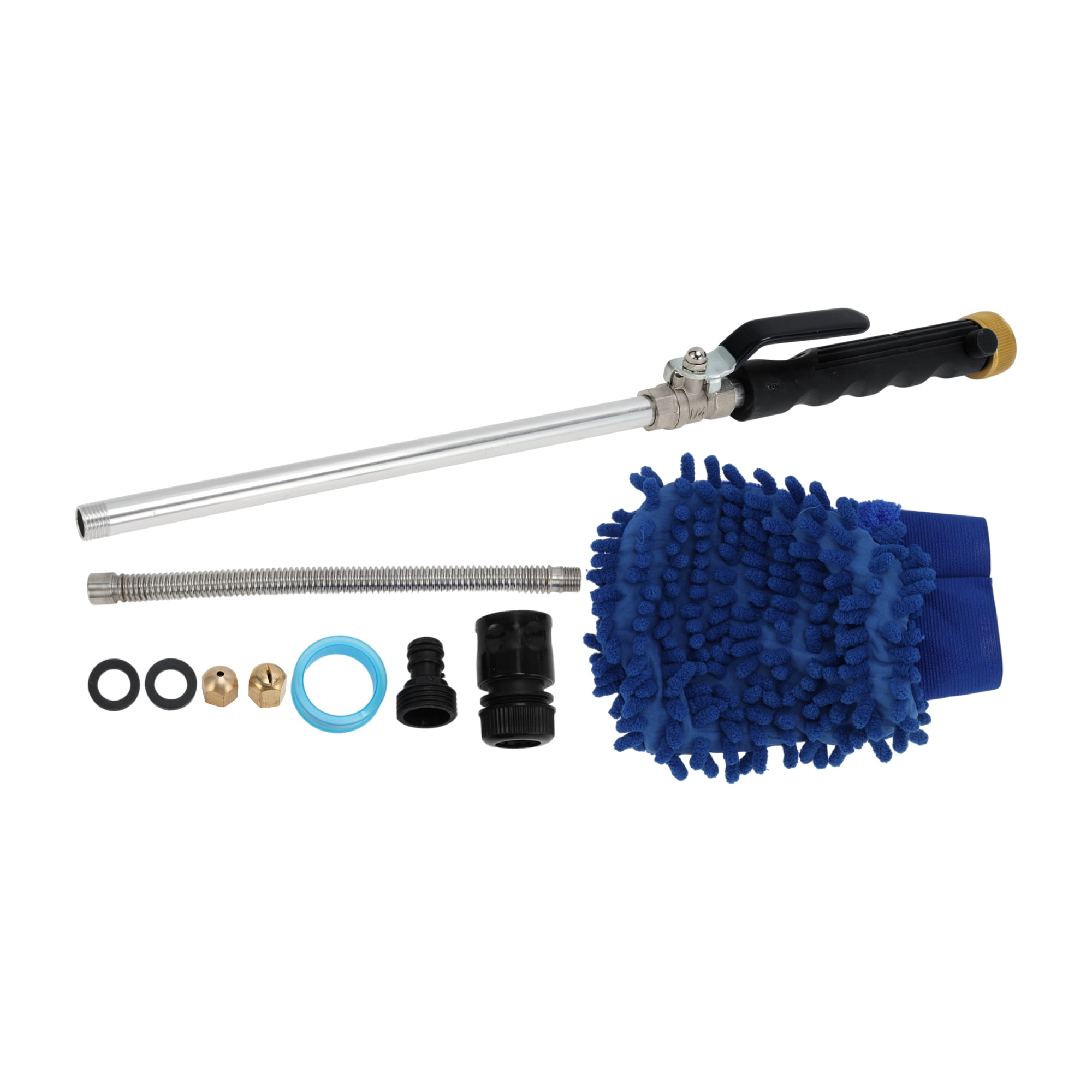 Unique Bargains Heavy Duty Water Hose Nozzle High Pressure Car Garden Hose Nozzle Adjustable Hand Sprayer for Gardening Vehicle Outdoor Washer Aluminum Alloy Copper TPR Black 1 Pcs