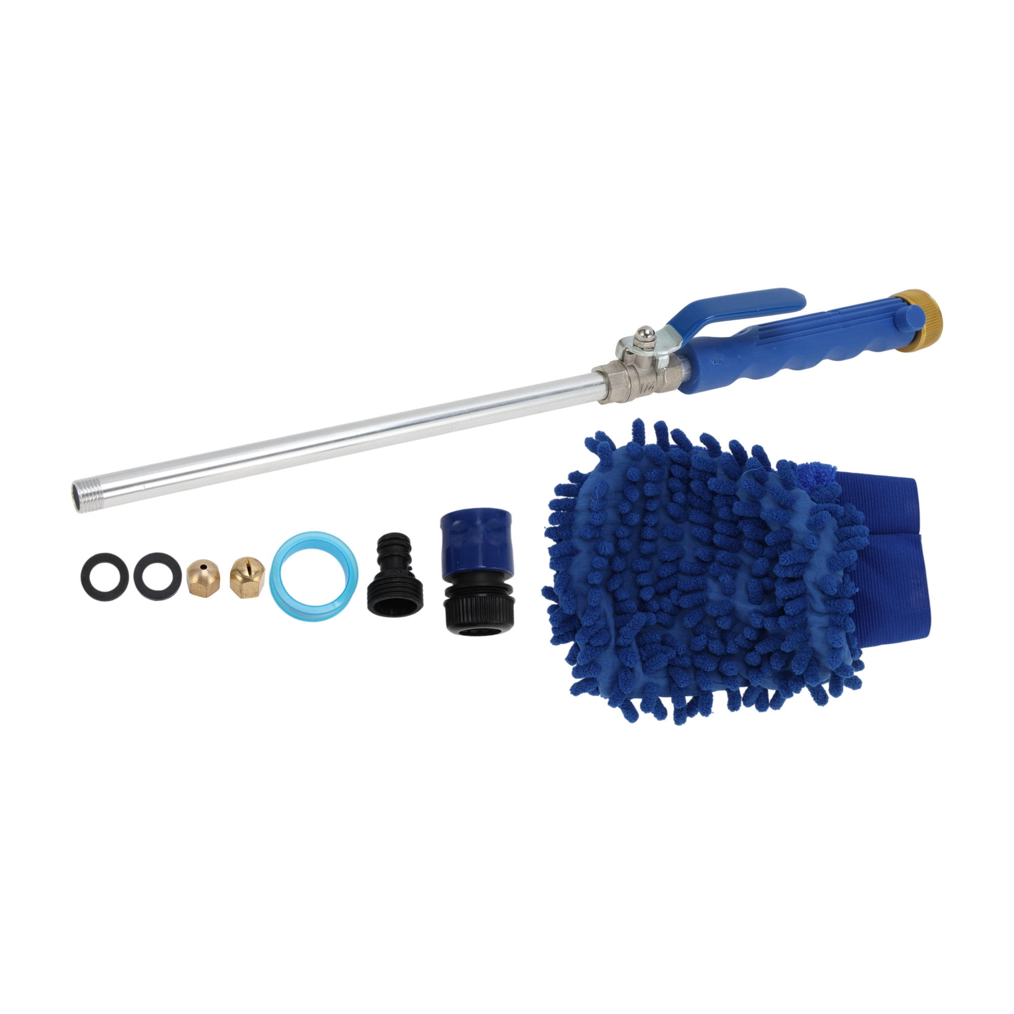 Unique Bargains Heavy Duty Water Hose Nozzle High Pressure Car Garden Hose Nozzle Adjustable Hand Sprayer for Gardening Vehicle Outdoor Washer Pet Showering Blue 1Pc