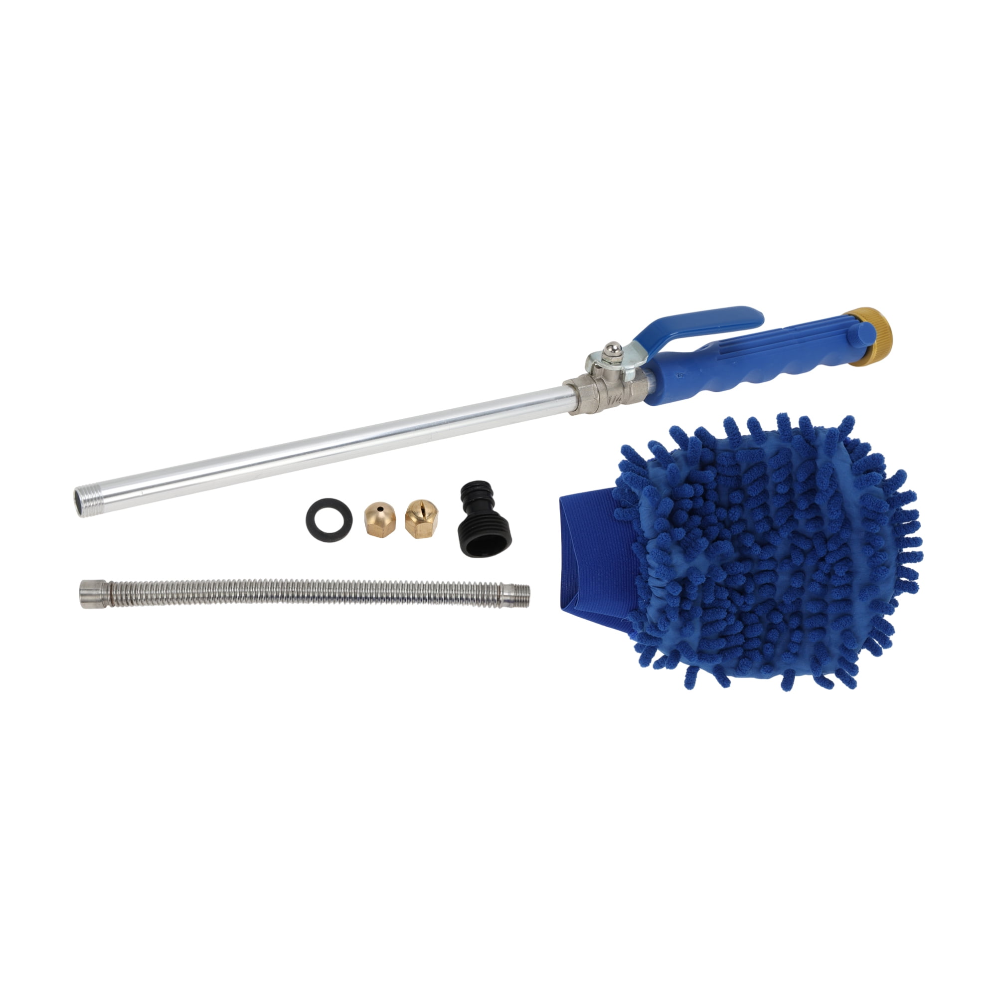 Unique Bargains Heavy Duty Water Hose Nozzle High Pressure Car Garden Hose Nozzle Adjustable Hand Sprayer for Gardening Vehicle Outdoor Washer Pet Showering Blue 1 Pc