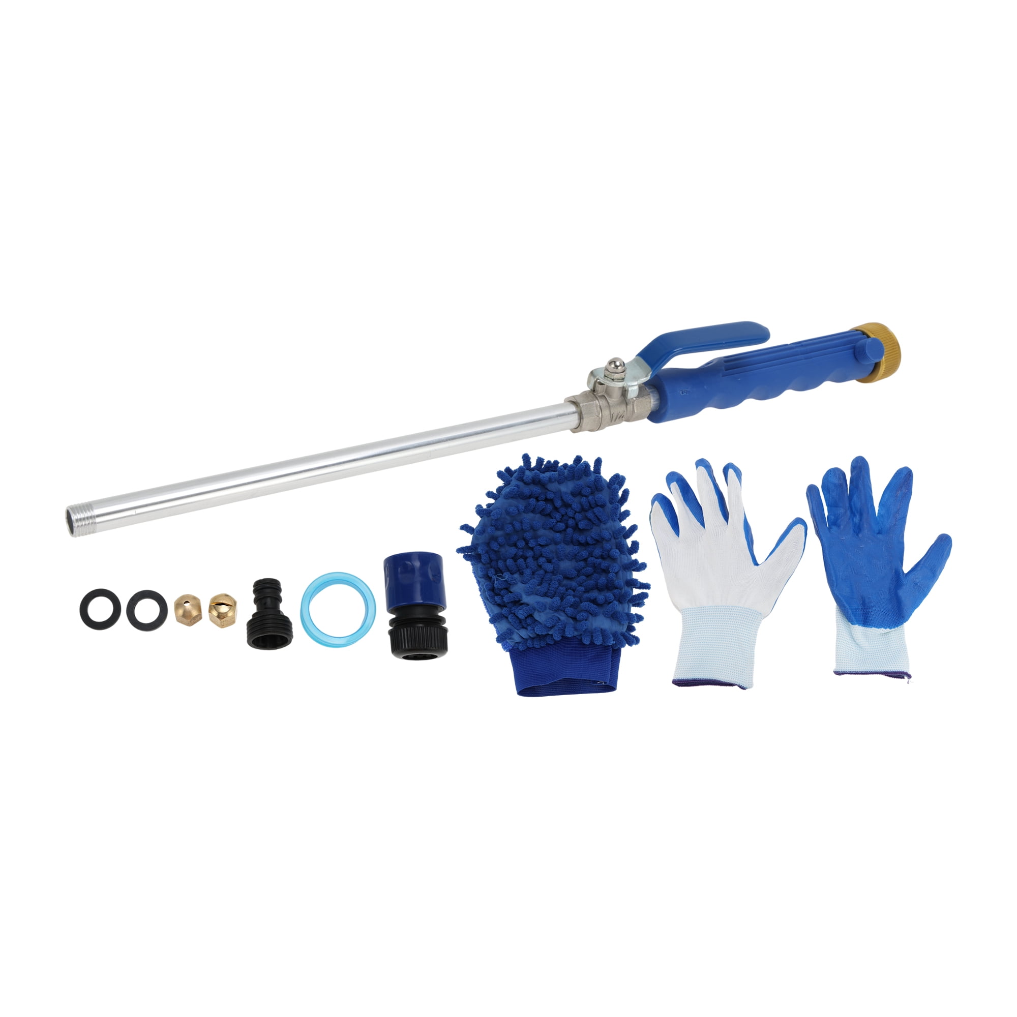 Unique Bargains Heavy Duty Water Hose Nozzle High Pressure Car Garden Hose Nozzle Adjustable Hand Sprayer for Gardening Vehicle Outdoor Washer Pet Showering Aluminum Alloy Copper TPR Blue 1 Pcs