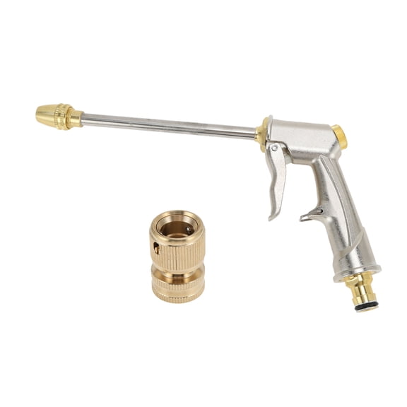 Unique Bargains Heavy Duty Water Hose Nozzle High Pressure Car Garden Hose Nozzle Adjustable Hand Sprayer for Gardening Vehicle Outdoor Washer Pet Showering Metal Silver Tone 1 Pc