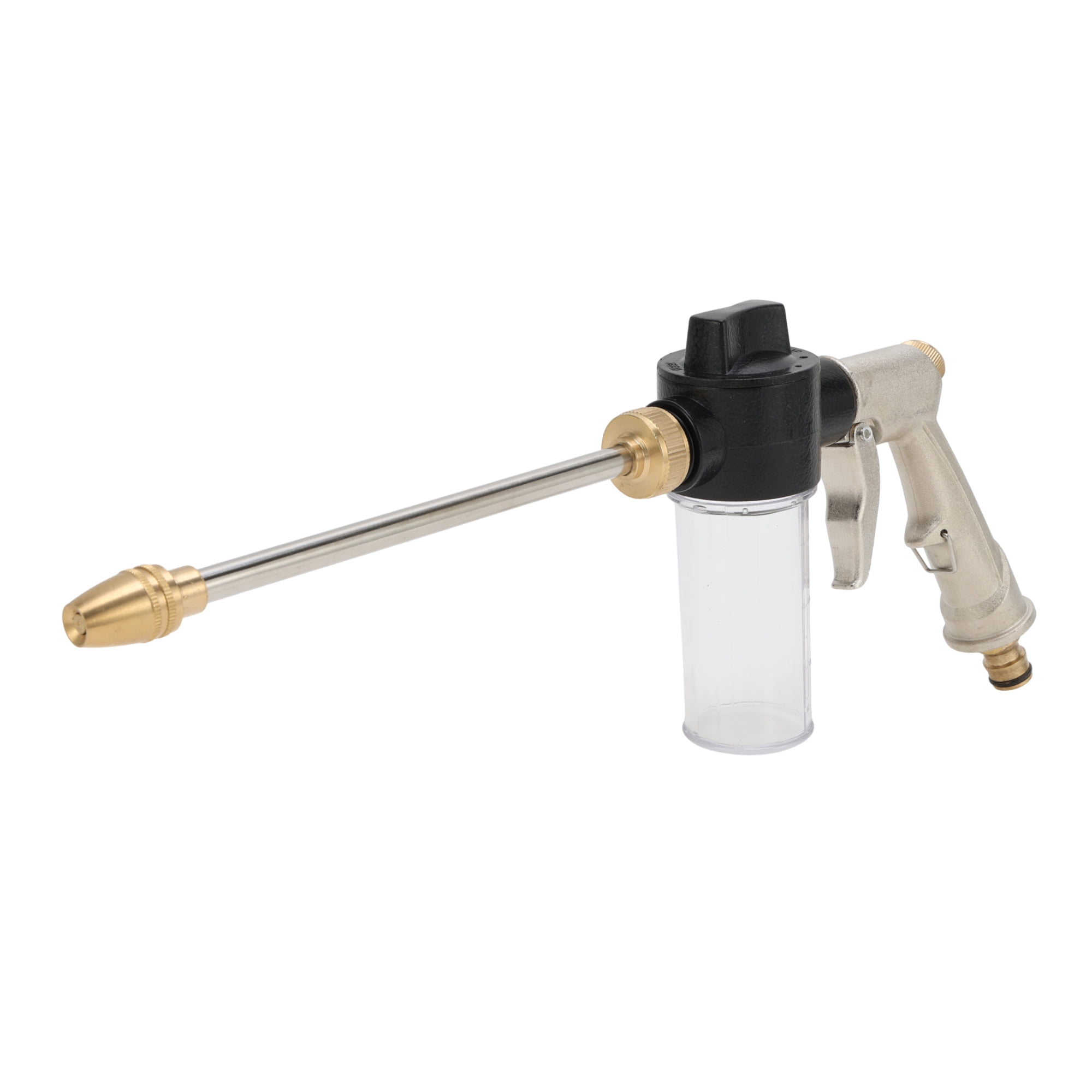 Unique Bargains Heavy Duty Water Hose Nozzle High Pressure Car Garden Hose Nozzle Adjustable Hand Sprayer for Gardening Vehicle Plastic Aluminum Alloy Silver Tone 1Pc