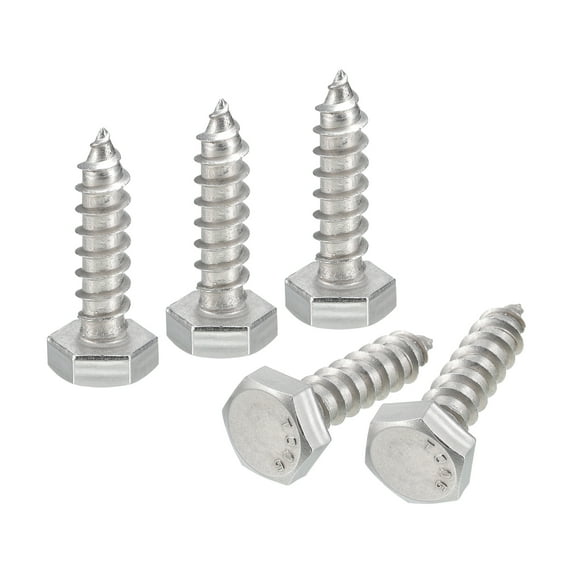 Unique Bargains Hex Head Lag Screws Bolts, 1/4' x 1' 304 Stainless Steel Partial Thread Wood Screws, 20 Pack