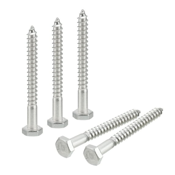 Unique Bargains Hex Head Lag Screws Bolts, 1/4' x 2-1/2' 304 Stainless Steel Partial Thread Wood Screws, 10 Pack