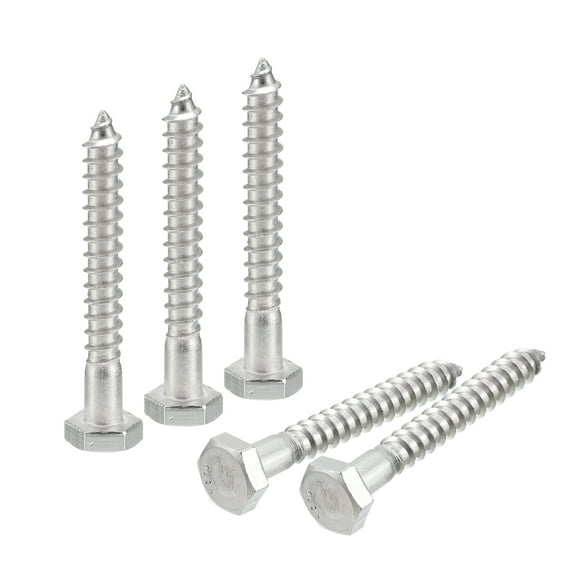 Unique Bargains Hex Head Lag Screws Bolts, 1/4' x 2' 304 Stainless Steel Partial Thread Wood Screws, 50 Pack