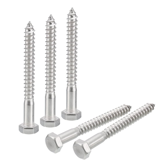 Unique Bargains Hex Head Lag Screws Bolts, 5/16' x 3' 304 Stainless Steel Partial Thread Wood Screws, 5 Pack