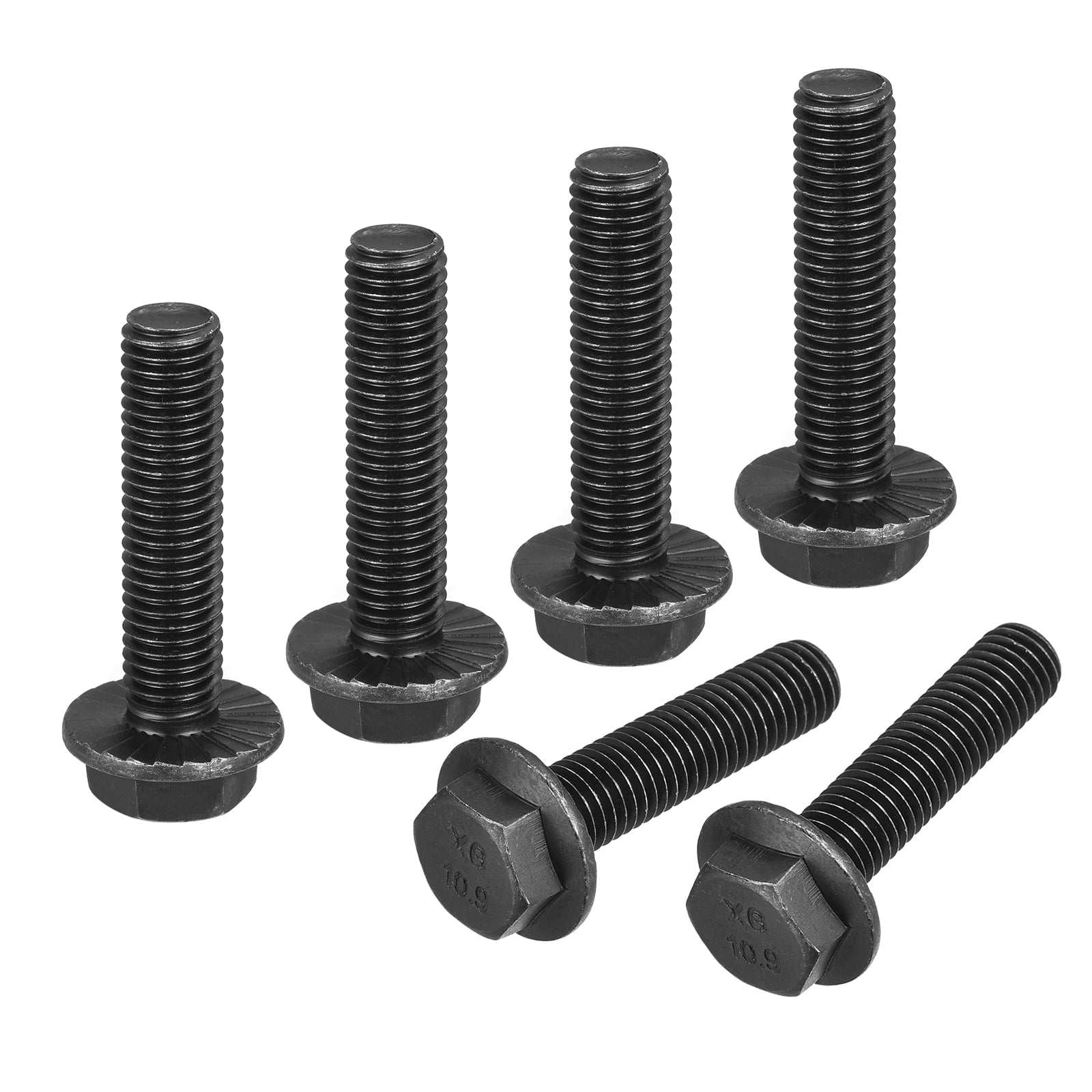 Unique Bargains Hex Serrated Flange Bolts with Black Oxide Coating for Uses M12-1.75x50mm
