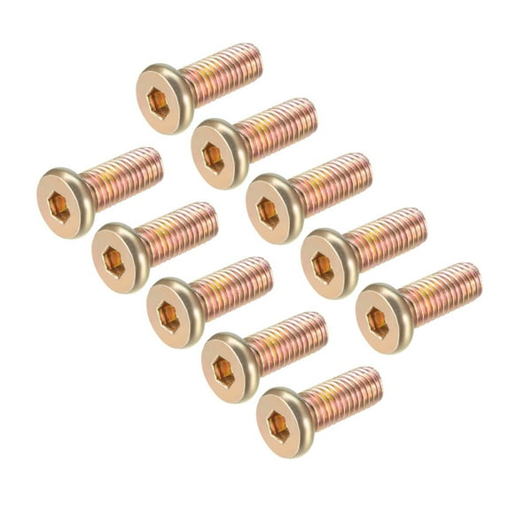 Unique Bargains Hex Socket Machine Screws Carbon Steel Furniture Screw Hex Socket Zinc Plated Full Thread M8x0.79" 10Pcs