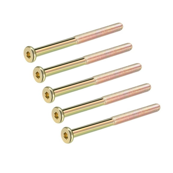 Unique Bargains Hex Socket Machine Screws Carbon Steel Furniture Screw Hex Socket Zinc Plated Half Thread M8x3.94" 5Pcs